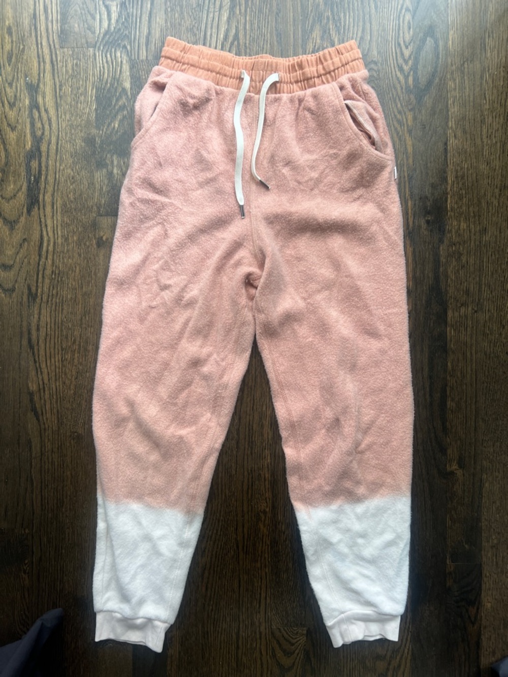 Feat Clothing Blush Pink and White Soft Fleece Joggers Peach | Small